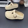 Platform Slippers Woman Retro Thick Bottomed Bag Head Belt Buckle Slippers Women's Heightened Bag Head Slippers About 6cm High