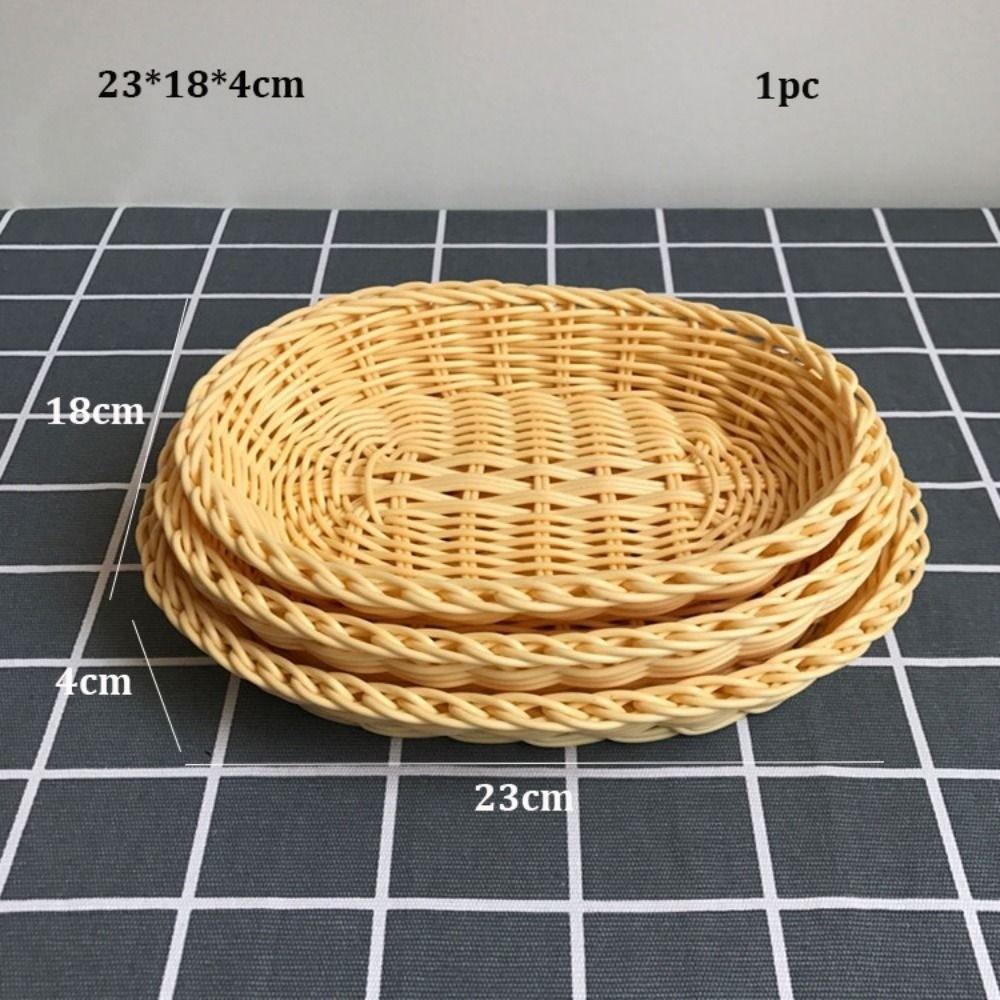 Mehrere Stile Imitation Rattan Obstteller Retro Gewebt Mehrzweck Aufbewahrung Rattan Gewebt Tee Tablett Kreatives Haus Süßigkeitenverpackung