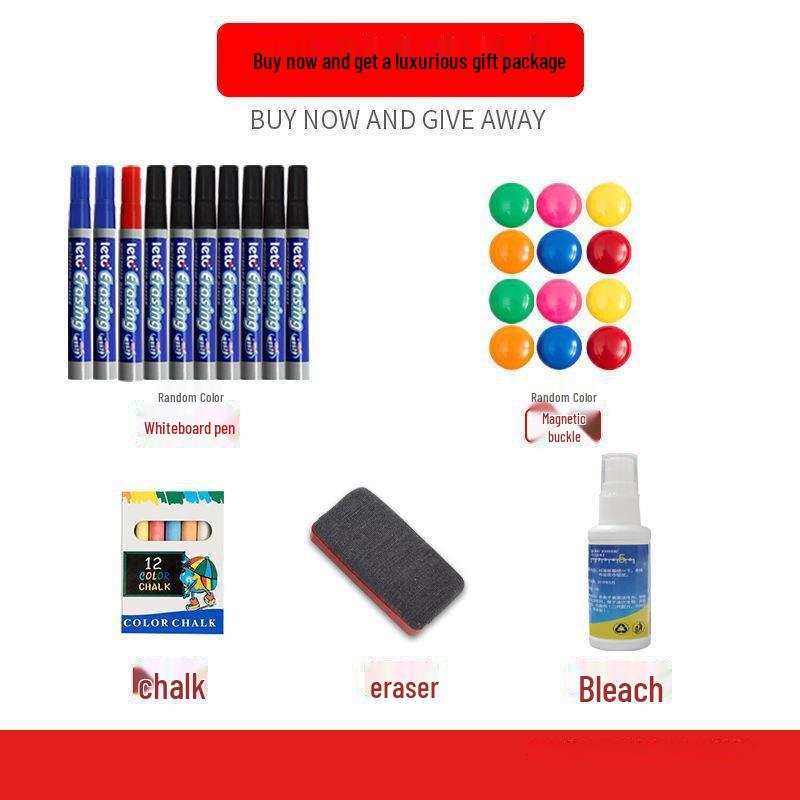 Dual-Sided Magnetic Whiteboard & Blackboard, Mobile Stand, Erasable, for Home, Office, or Classroom.