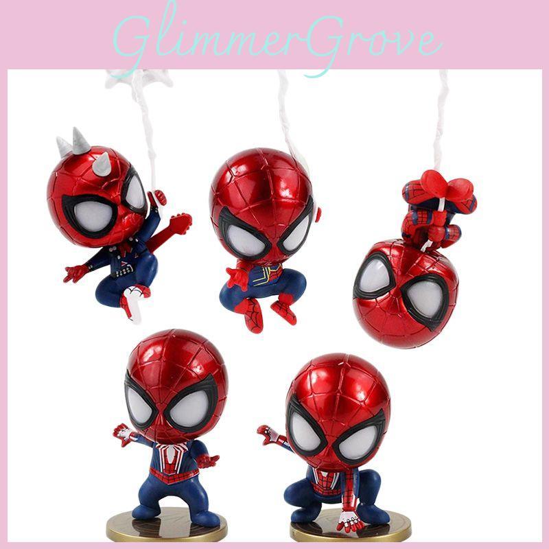 Version 5pcs Q Spiderman Toy Figure Shaking Head Car Gift Decoration