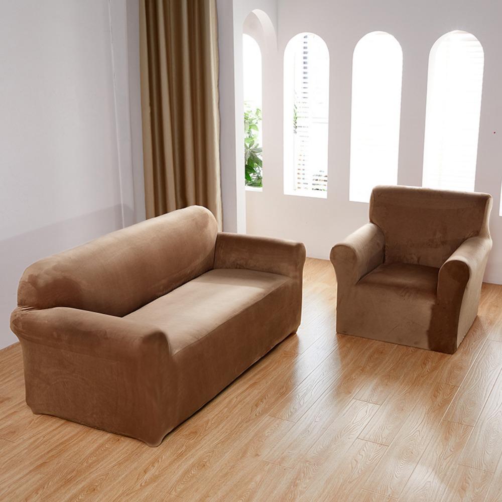 Velvet Sofa Cover Stretch Full Protection Dustproof Elastic Sofa Protector