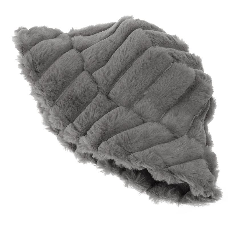 New imitation rabbit fur striped thermal hat Japanese and Korean trend bucket hat female students solid color basin hat autumn and winter 2021