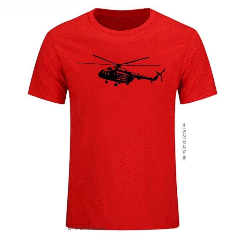 Summer Mens T Shirt Short Sleeve Cotton Print Mi8 Helicopter TShirt Casual Shirt Cool Tees Tops Streetwear Cotton Fabric