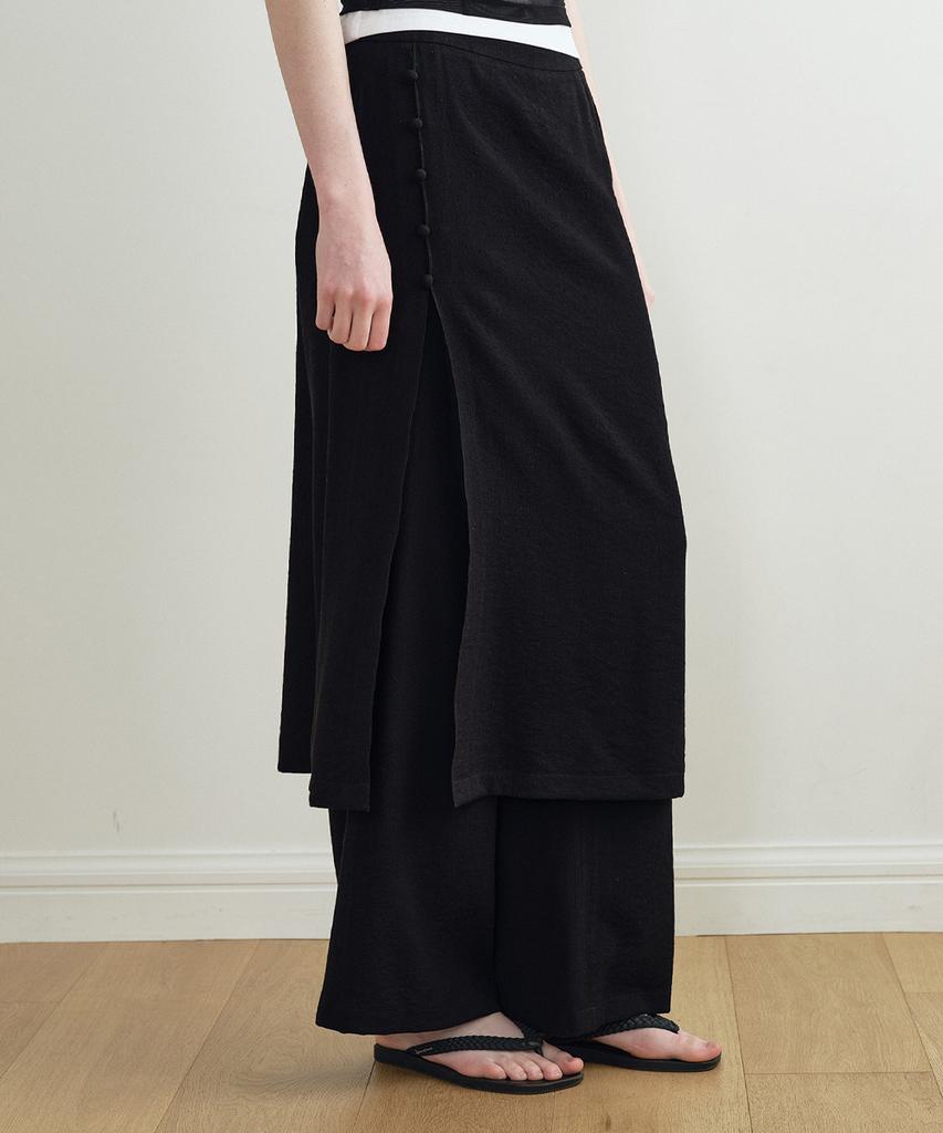 MAKE A TOAST Layered Detail Wide Pants (Black) Mbfspa006Bk