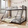 Stapelbed 90x200 & 140x200 cm Metaal, voor Kinderen & Tieners, met Ladder (Links/Rechts), Stil met Vloerbescherming & Geluidsdempend Rooster, Zwart