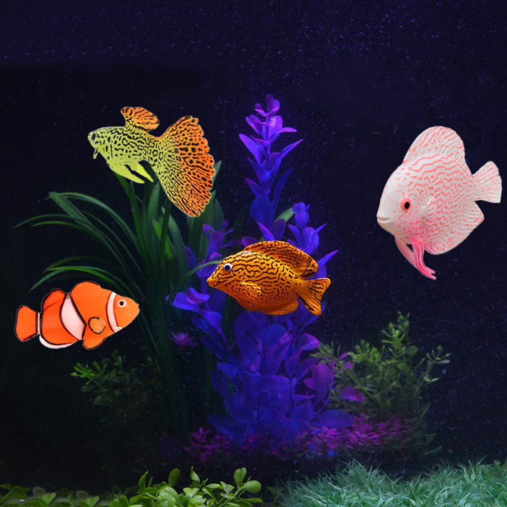 4PCS Aquarium Fish Tank Luminous Silicone Artificial Fake Fish Landscape Ornament Decoration Accessory