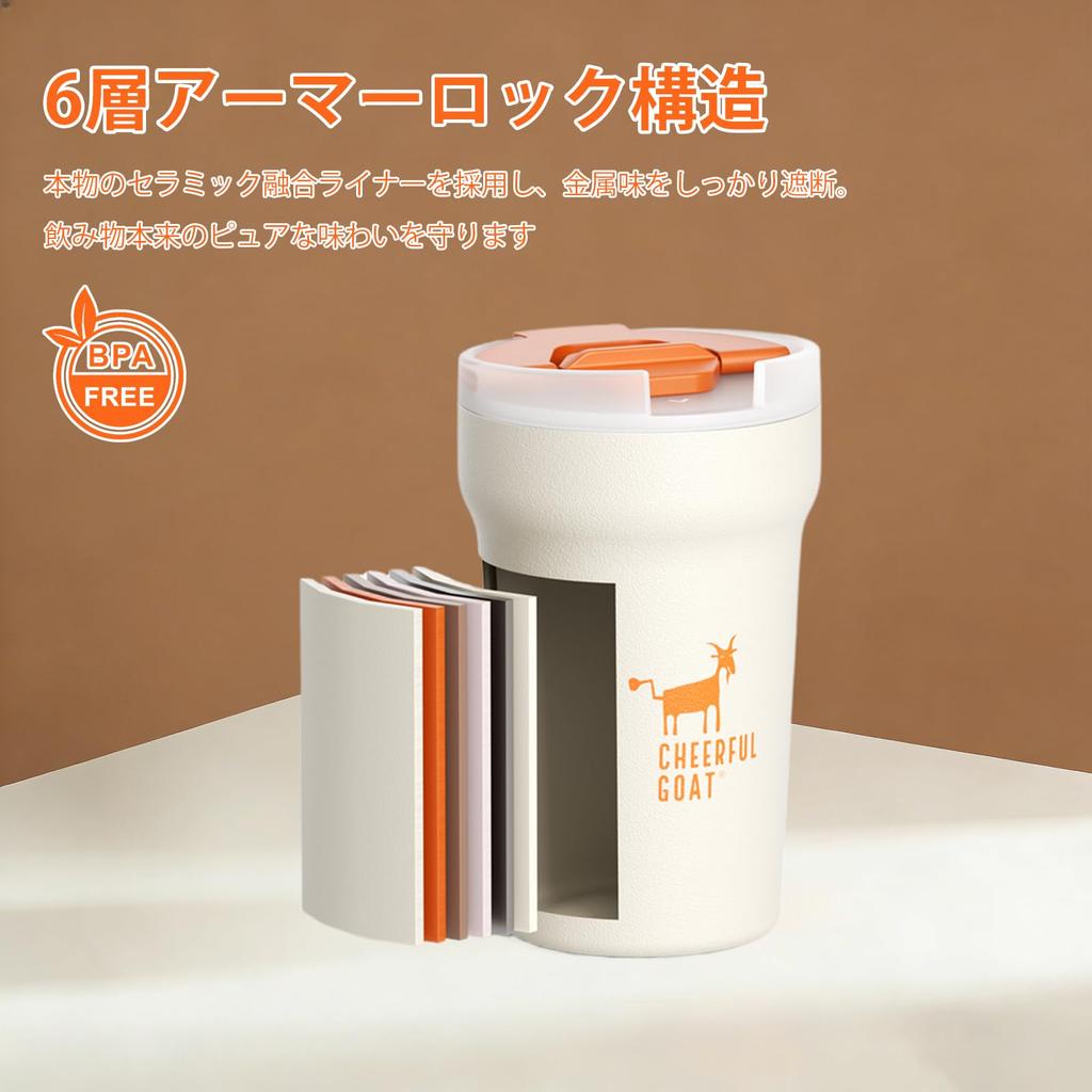 CHEERFUL GOAT Vacuum Insulated 350ml stainless steel and lid make this a great choice for or on the go Mug, – Ceramic-coated interior, double-walled