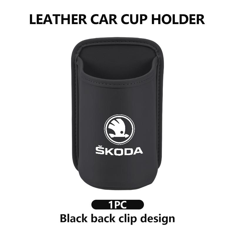 Für Skoda Leder Auto Wasserbecherhalter Innen Getränkehalter Organizer Zubehör Fabia 1 2 Octavia a7 RS Superb Rapid Yeti Karoq