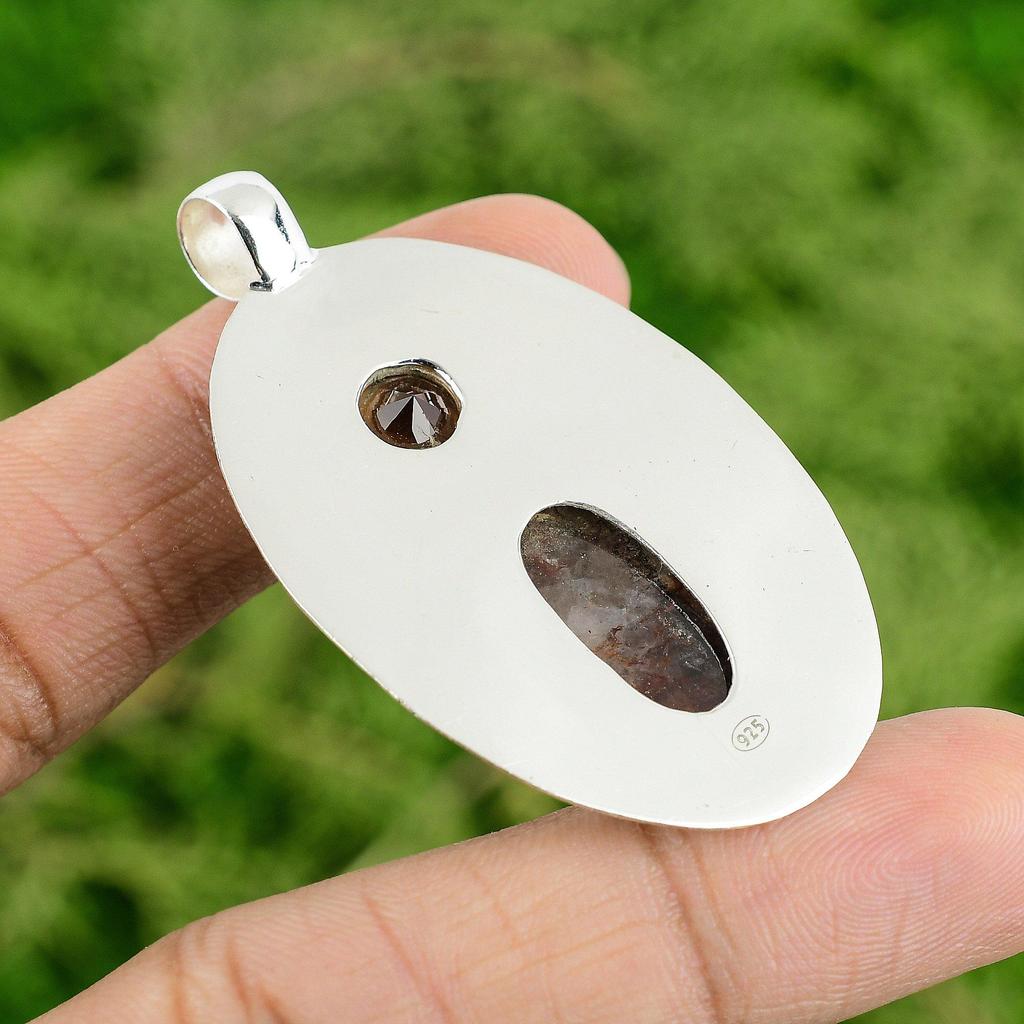 Daughters Day Sale Sterling Silver Crackle Quartz Stone Citrine Pendant Jewelry