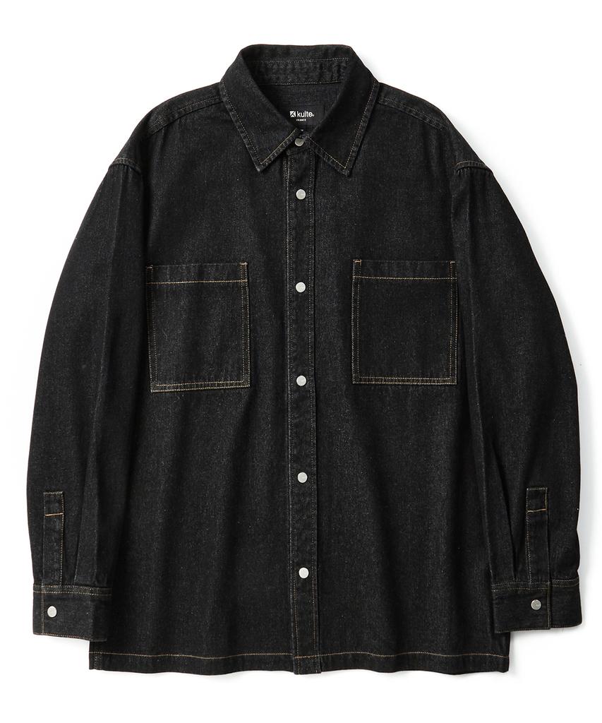 KULTE Washed Work Denim Shirt Black
