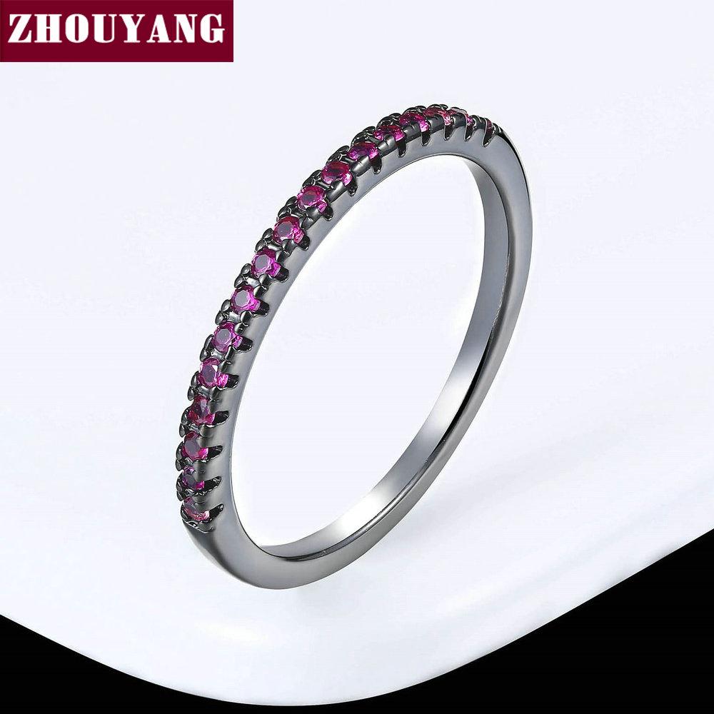 ZHOUYANG Wedding Ring For Women Man Concise Classical Multicolor Mini Cubic Zirconia Rose Gold Color Gift Fashion Jewelry R251