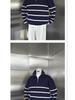 Men's Casual Striped Half-Zip Pullover Sweater - Stand-up Collar, Versatile Autumn/Winter Knitwear with High-End Feel