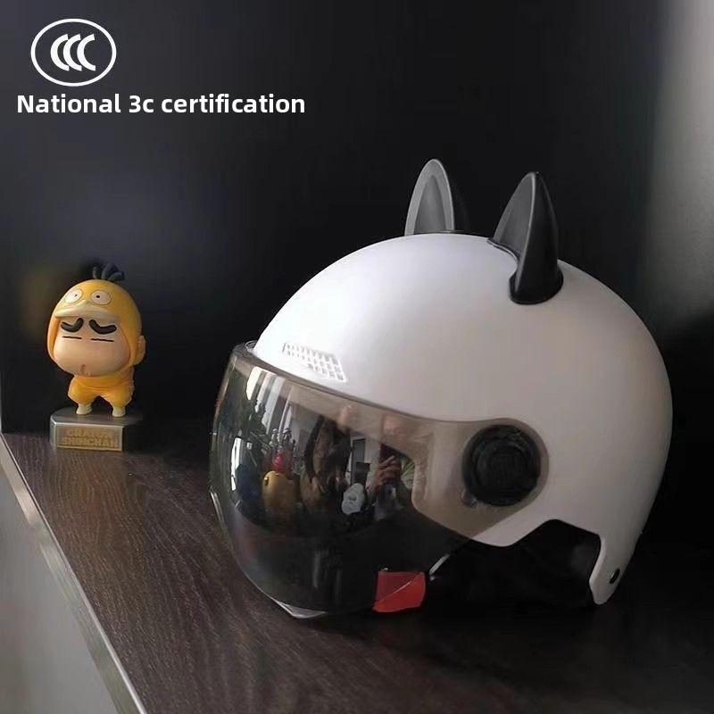 Suitable for Electric Vehicles, Women's Summer Sunscreen, Women's Battery Car, An Hat, Cute Cat Ears, Universal In All Seasons, Half Helmet Men
