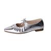 Fashion Cold and loose! Silver Square Toe Lace-Up Half Slippers Women's Spring Wear Low Heel Flats