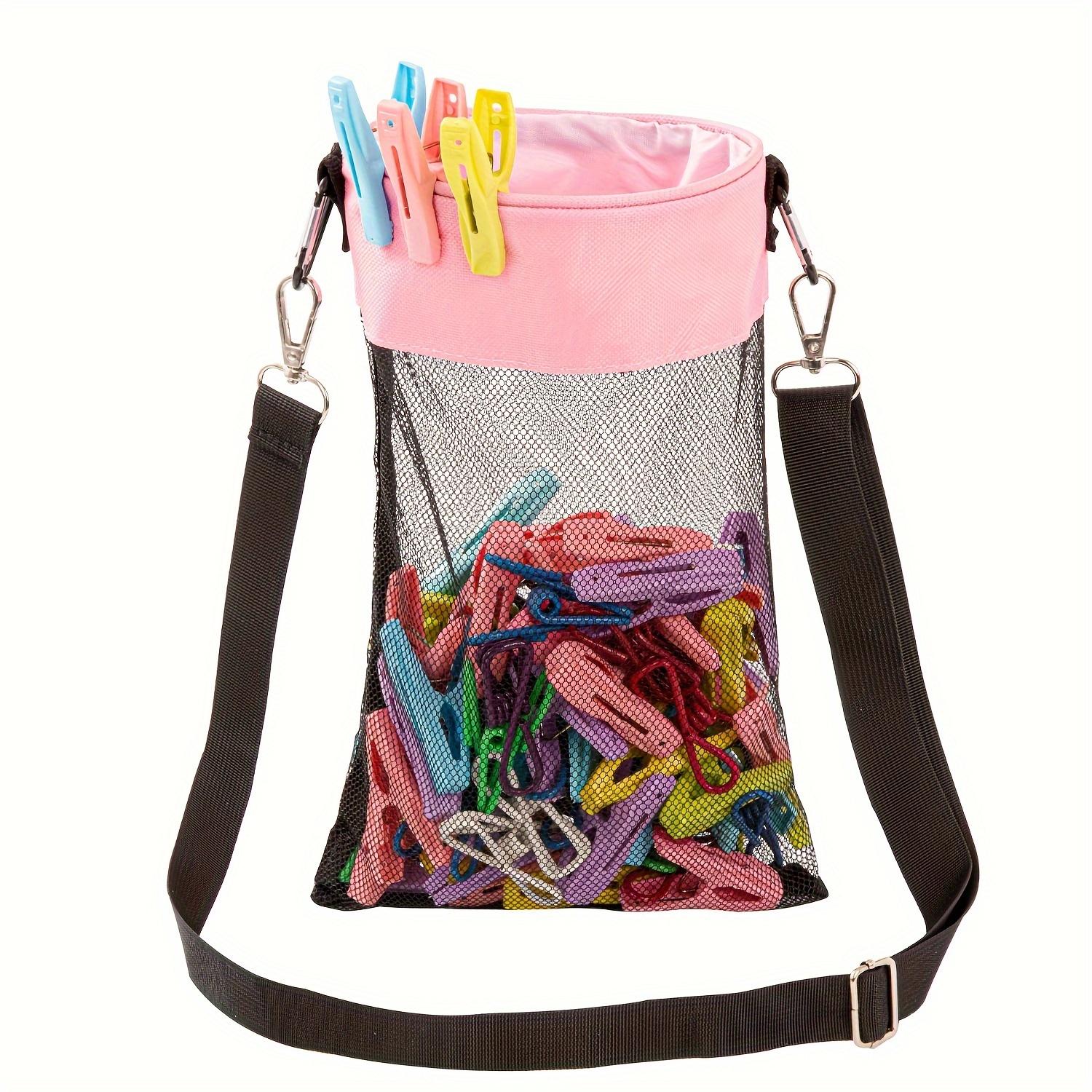 

1pc Clothespin Storage Bag, Hanging Mesh Storage Bag For Clothespins, Outdoor Clothespin Organizer Bag, Drawstring Clothespin Holder, рожевий