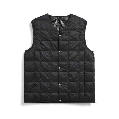 TAION Dons Knopen Binnen Dons Heren V-hals Vest, TAION-001 (Zwart, L)
