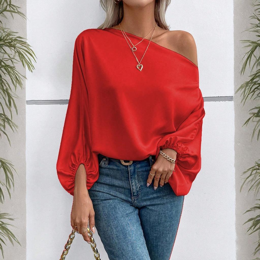 Fashionable Women's Off-shoulder Blouse, Loose Asymmetrical Top