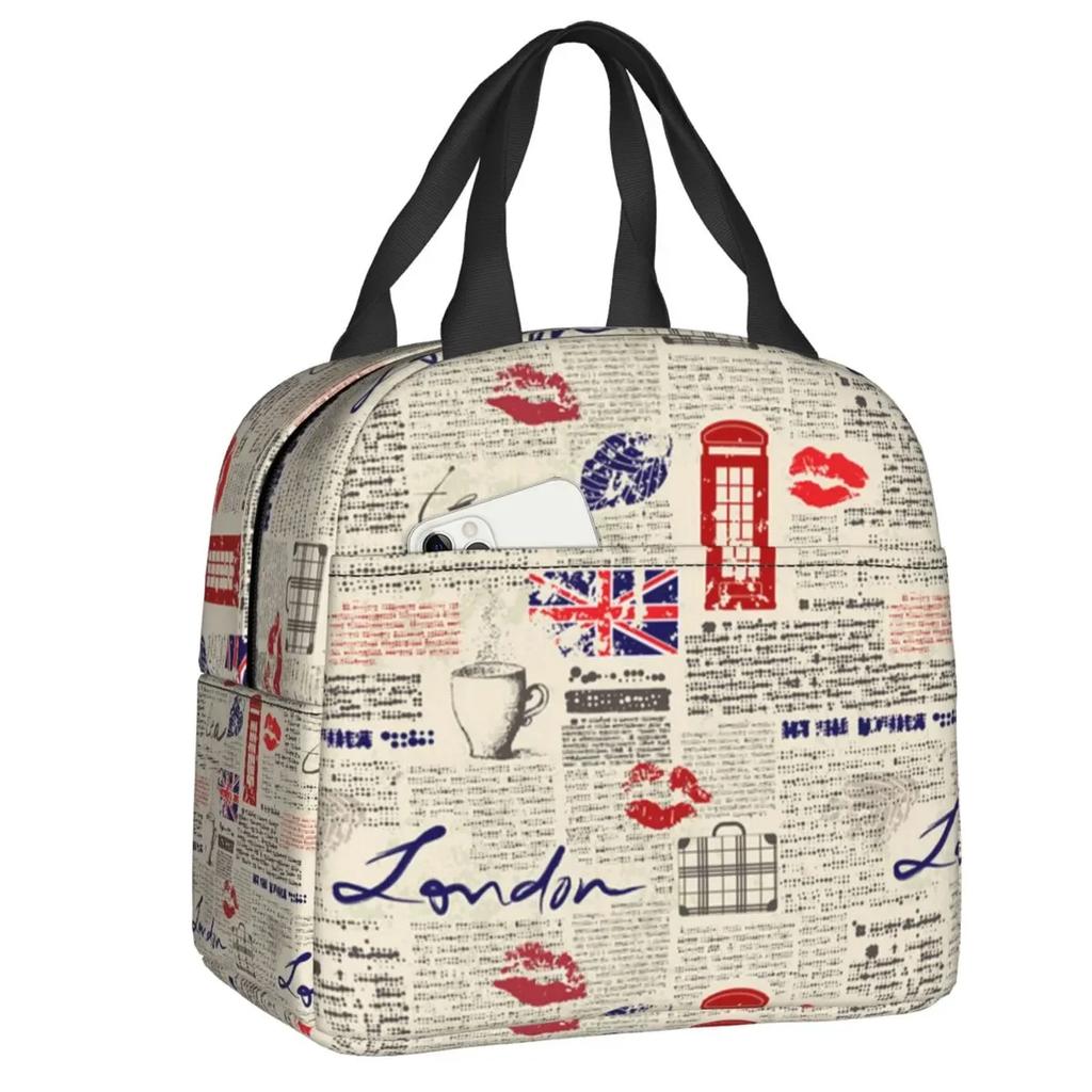 Lunchbox für Damen mit britischer Flagge und britischem Symbol, wasserdicht, Thermo-Kühltasche für Lebensmittel, isoliert, für die Schule, Picknick-Tragetaschen