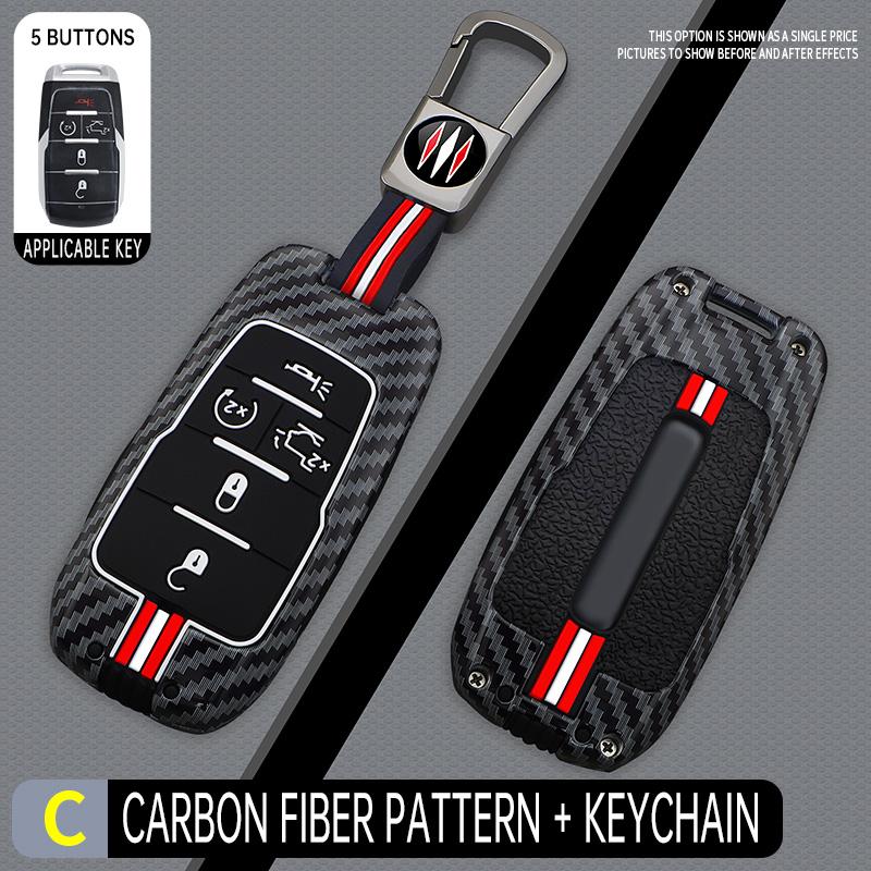 Interior Mouldings Metal Car Key Cover Fob Case Shell for Dodge Ram 1500 Pickup TRX Rebel Ram 2500 3500 4500 5500 2019 2020 2021