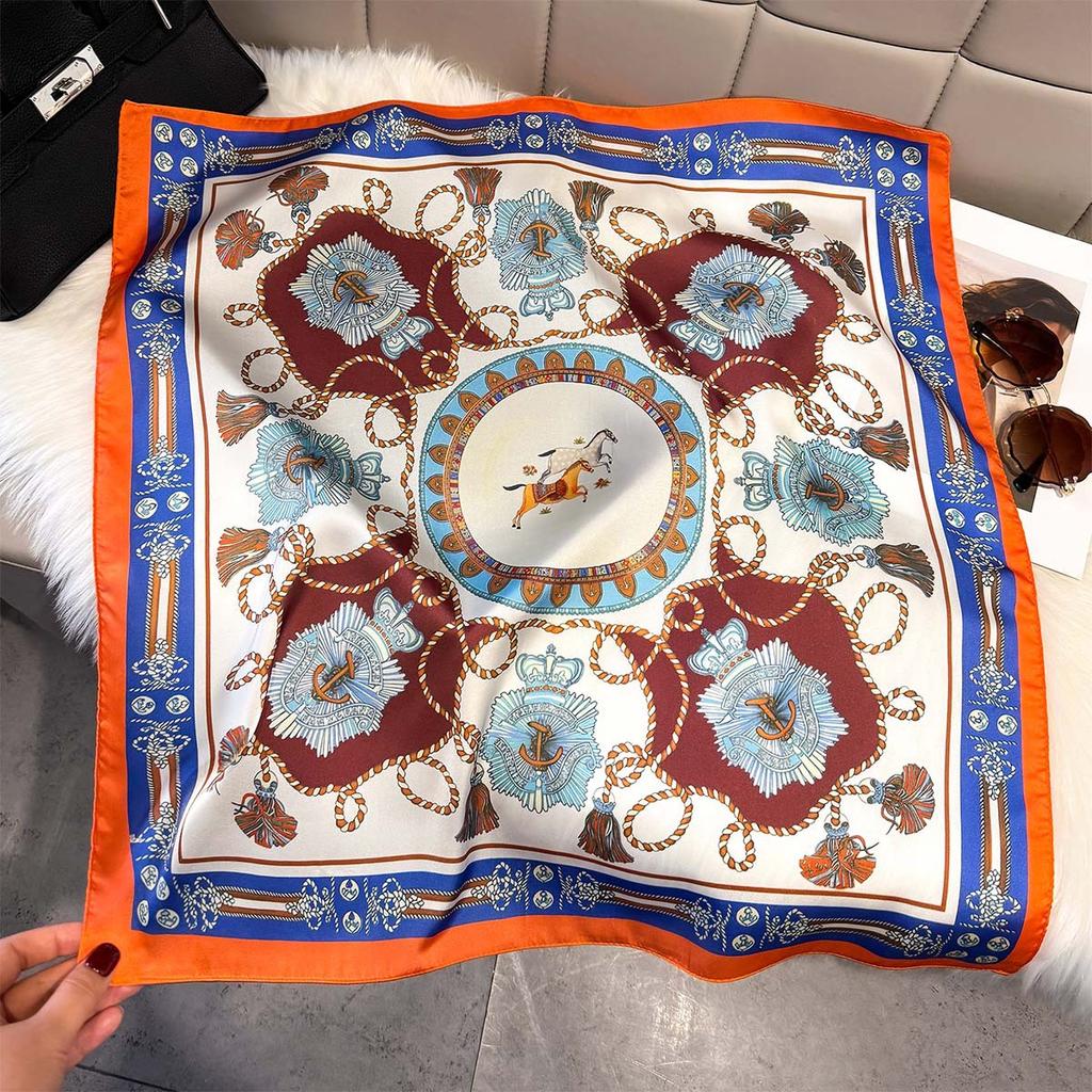 Fashion Square Fashion Foreign Style Small Silk Scarf Women'S Headband Decorative Scarf Dual-Purpose Small Square Scarf New Scarf