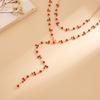 Silver Y-shaped Cherry Necklace Gold Women Long Necklace Retro Crystal Necklace  Party Jewelry