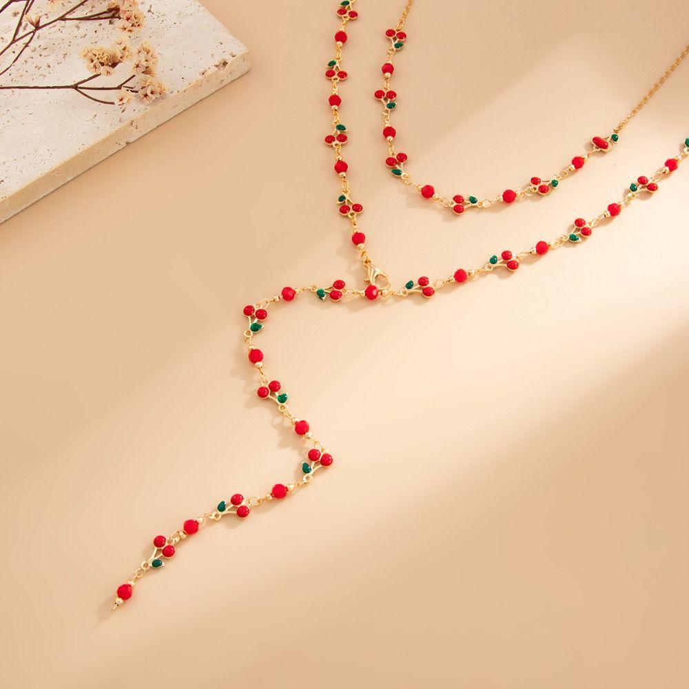 Gold Crystal Necklace Copper Women Long Necklace Personality Sweater Chain  Women