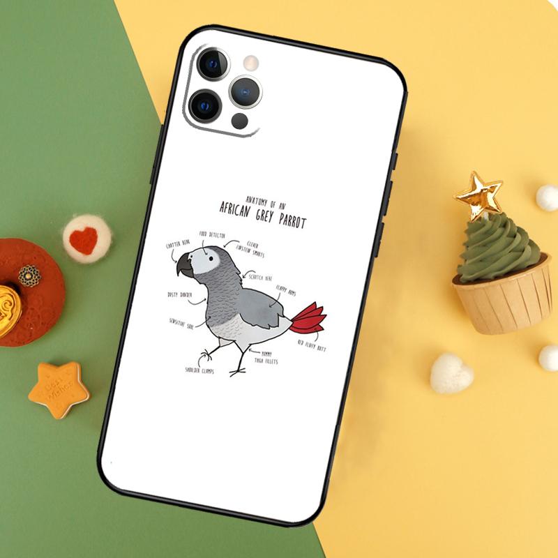 African Grey Parrot Funda For iPhone 11 12 13 14 16 15 Pro Max Mini XS Max X XR SE2 7 8 14 16 15 Plus Phone Case