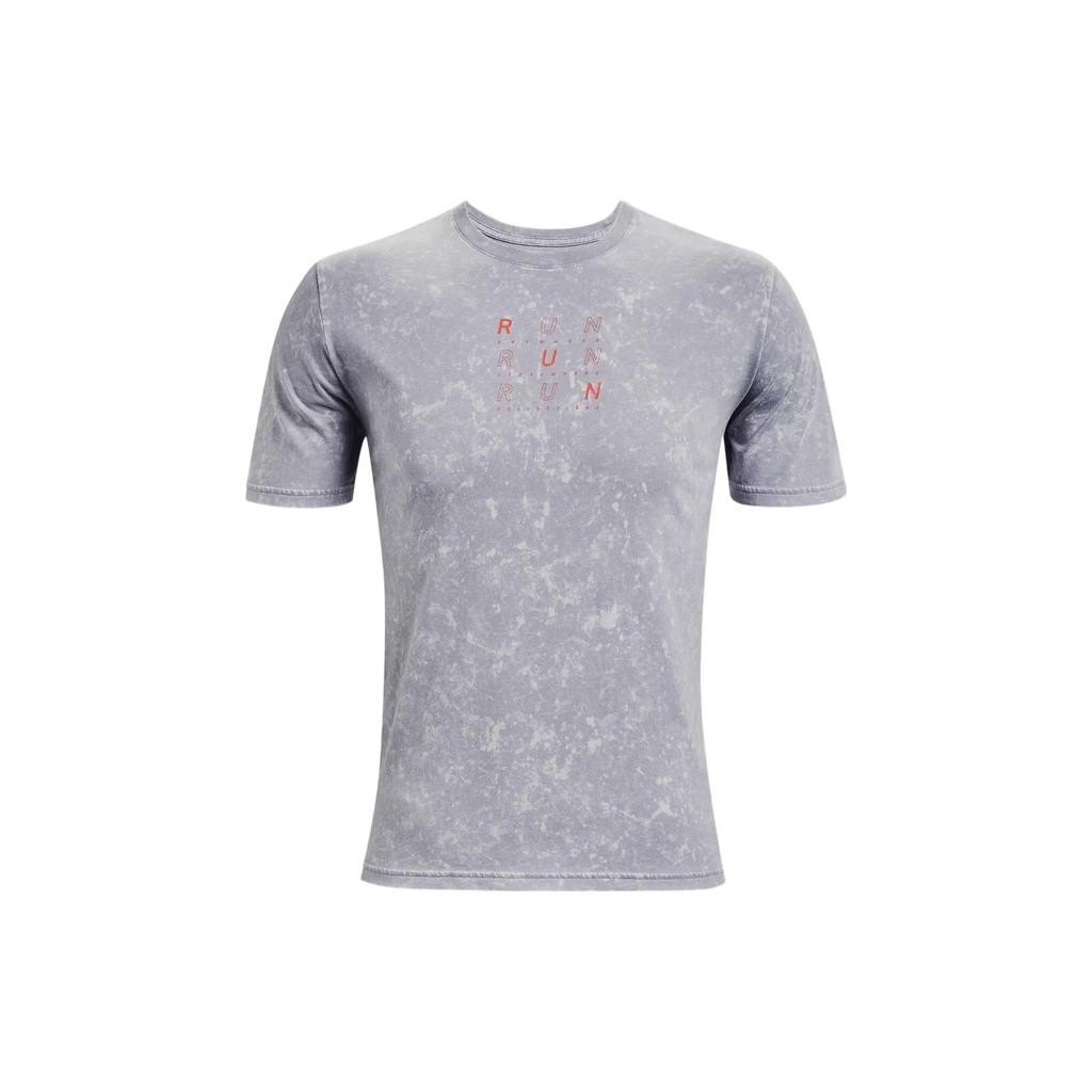 Under Armour Geometric Letter Print Breathable Running Training T-Shirt Men Tops Steel 1361643-035