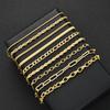 9pcs Simple Punk Chunky Chain Bracelet Set for Women Fashion Metal Snake Twisted Designs Multi Layered Bracelets Daily Jewelry