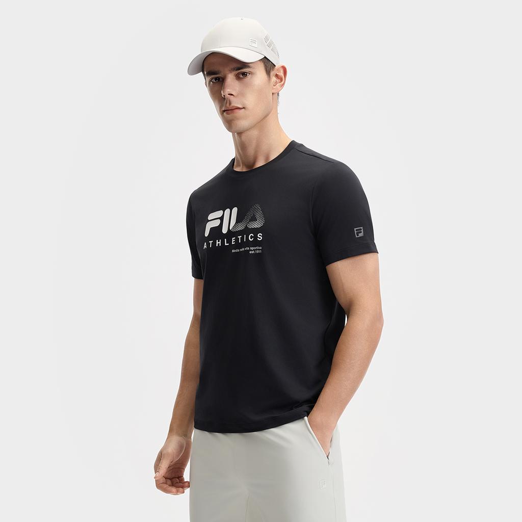 FILA Fitness Series Comfortable Casual Fashion Versatile Short Sleeve Breathable T-Shirt Men Tops Deep-Black A11M521107F-BK