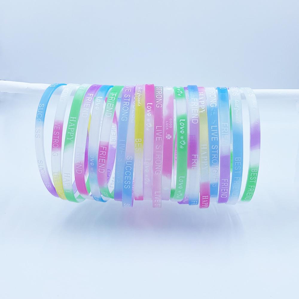 5mm Silicone Sports Bracelet: Candy Color & Letter Design Fashion Wristband