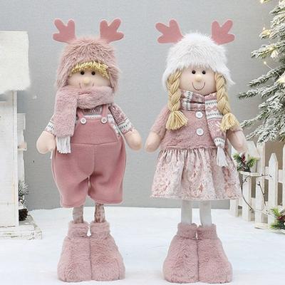 Lustige Rosa Weihnachts-Puppe Elf Junge Mädchen Weich Frohe Weihnachten Dekoration Niedlich Festival Zuhause Fenster Dekoration