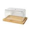 Countertop Bamboo Butter Dish Plate with Transparent Acrylic Lid Nordic Kitchen Storage Butter Container Box Butter Tableware