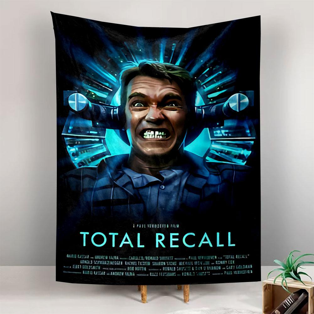 Total Recall Tapestry Wall Hanging, Paul Verhoeven Arnold Sci-Fi Art, Retro Action Movie Wall Decor for Bedroom Man Cave