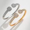Prachtig Open Armbandje met Micro-gezet Zirkonia Suikerklontje, Elegant en High-end Sieraden