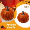 12 Artificial Velvet Pumpkins, Fake Small Fall Decorations for Halloween Table, Assorted