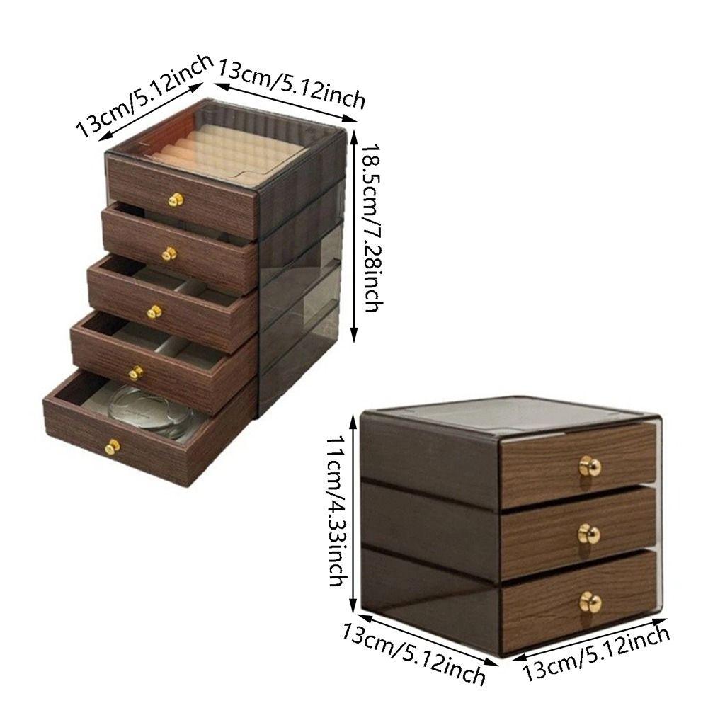 Large Capacity Wooden Walnut Grain Jewelry Box Dust-proof Necklace Display Storage Boxes  Gifts