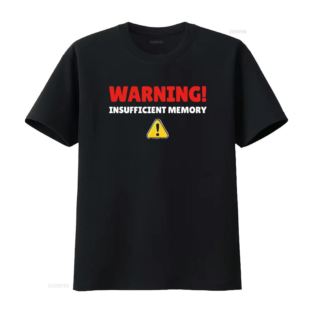 Mens Warning Insufficient Memory T Shirt Black 2X Large Vintage Washed Fashion Stretched Unisex Versatile Casual Soft