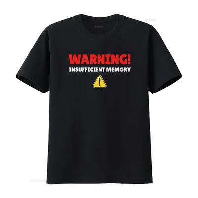 Herren Warnung Unzureichender Speicher T-Shirt Schwarz 2X Groß vintage Gewaschen Mode Dehnbar Unisex Vielseitig Lässig Weich