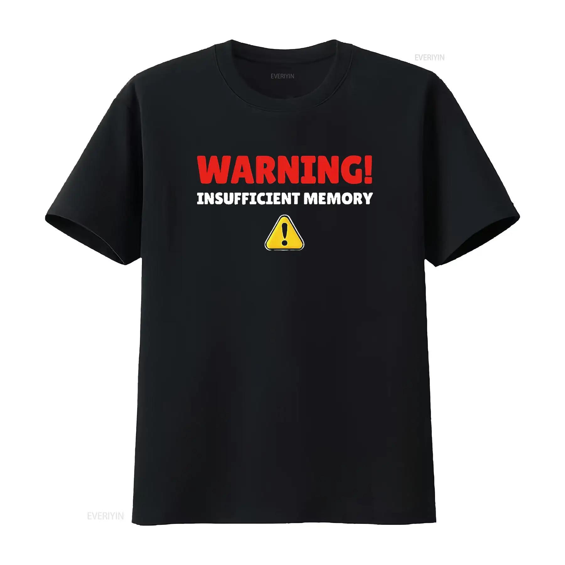Mens Warning Insufficient Memory T Shirt Black 2X Large Vintage Washed Fashion Stretched Unisex Versatile Casual Soft S разноцветный