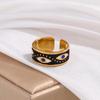 Anello in Acciaio Titanio Placcato Oro - Elegante Stile Ins da Donna con Sensazione di Alta Gamma e Design Semplice, Influenza Europea e Americana.