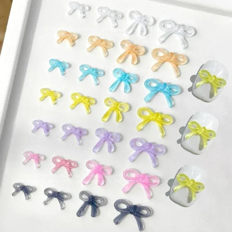 French Ribbons Colorful Resin Cute Bowknot Charm Leopard Print Bow Tie Nail Art Decorations Manicure Tools Accessories Wholesale