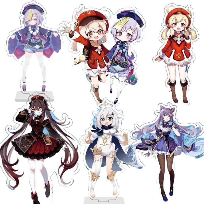 Genshin Impact Acrylic Stand Anime Characters Hutao Klee Keqing Desktop Decor