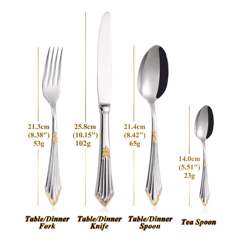 4/8/12/16/20 Pieces Gold Plated Luxury Silverware Flatware Dishwasher Safe 18/10 Stainless Steel Cutlery Set For Home Wedding
