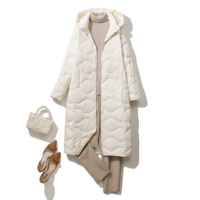 Youjia Damen Extra Lange Kapuzen-Daunenjacke - Schlankmachend und Warm für Herbst/Winter.