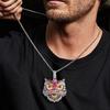 Vintage Creative Lion Pendant Hip-Hop Copper Inlaid Zircon Colored Lion Head Necklace Trendy Accessories