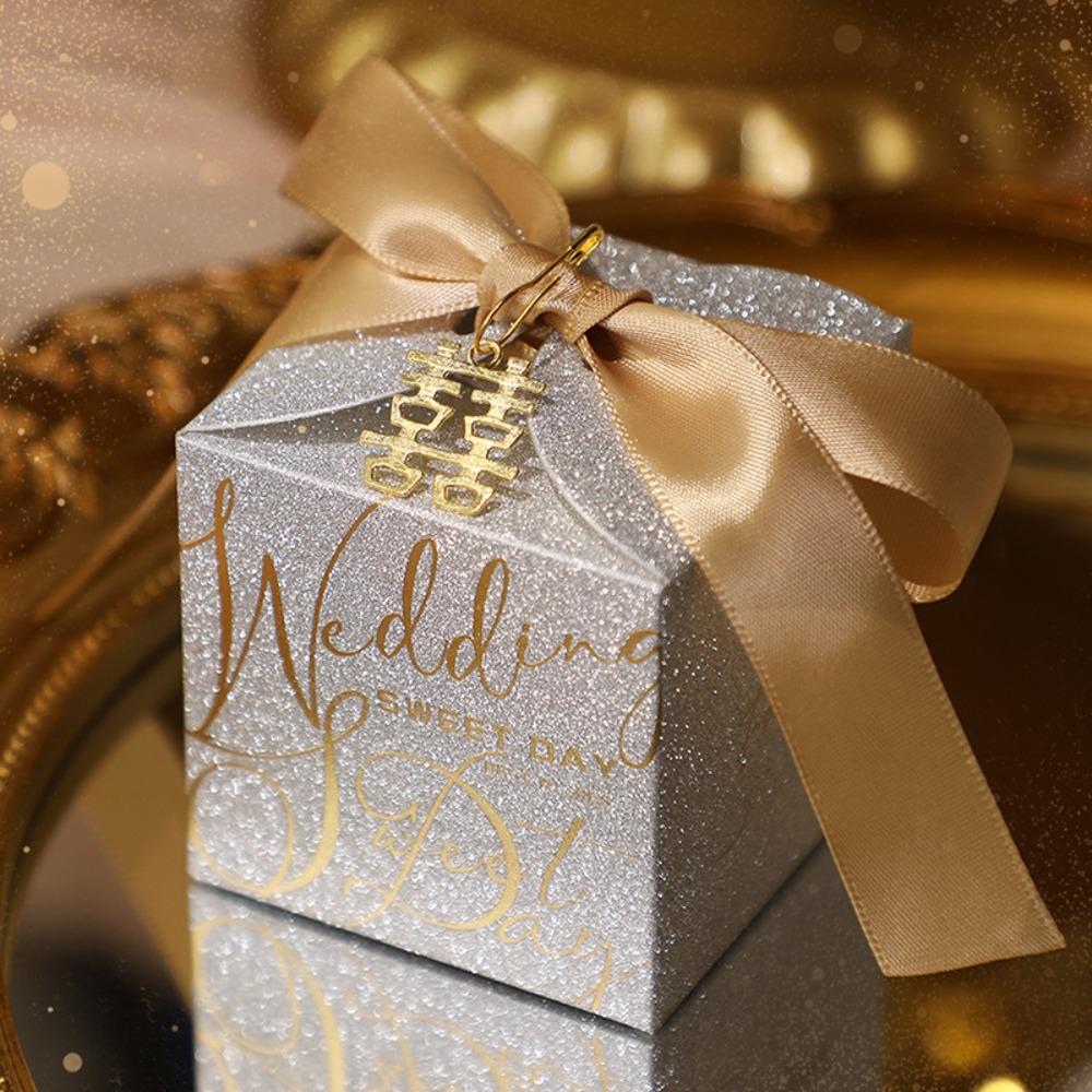 20 SZTUK Z Perłową Wstążką Kokardą Czekoladowe Pudełka Cukierków Ślubne Urodziny Party Supplies