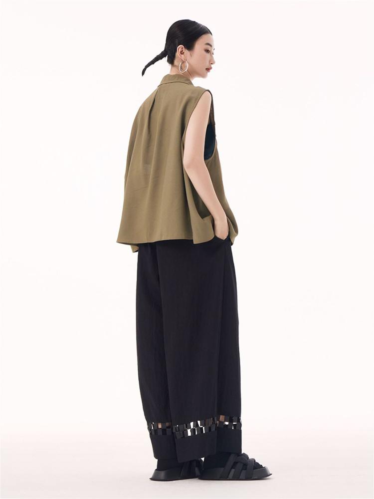 Xitao Ausgeschnitten Ärmellose Weste mit einfachem Knopfverschluss GMM1365