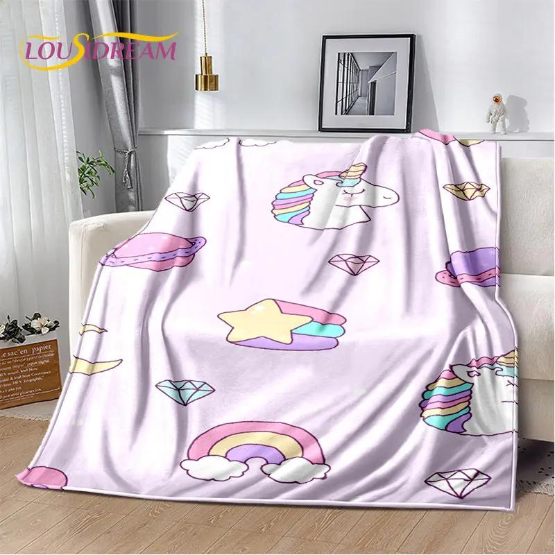 Cartoon Cute Unicorn Soft Plush Blanket,Children's Flannel Blanket Throw Blanket for Living Room Bedroom Bed Sofa Picnic Cover
