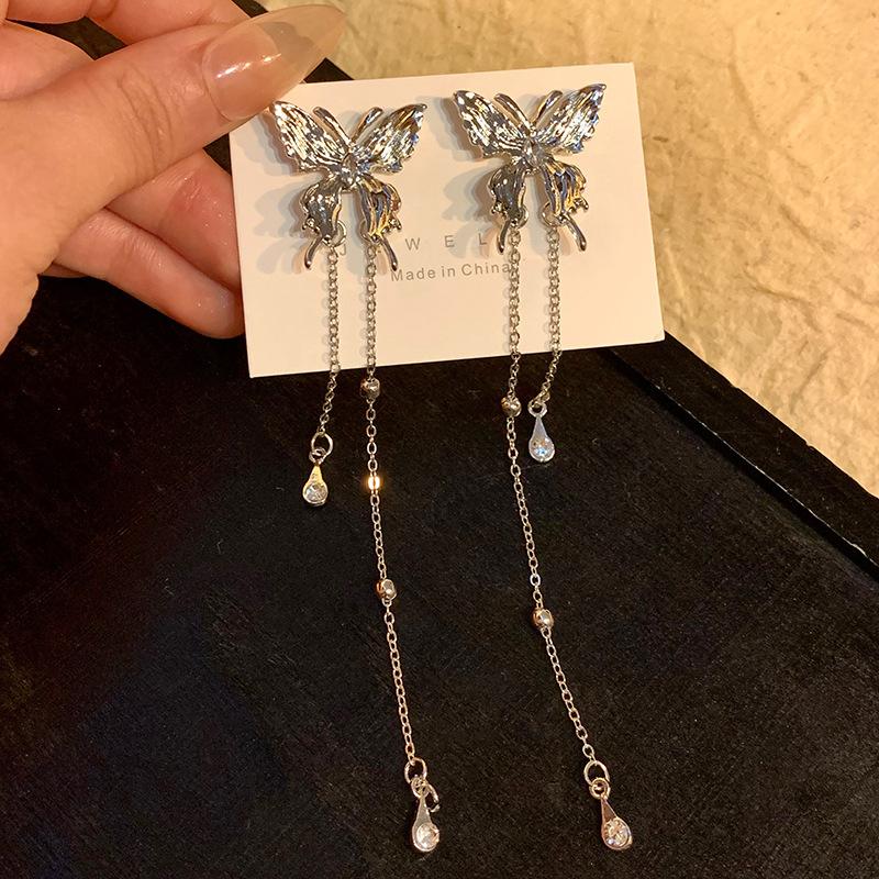 Chinese Style Butterfly Tassel Eardrop Earrings